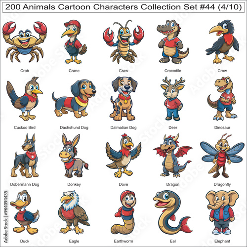 Animals Cartoon Characters Collection Set of 200 Isolated Animals Part 4