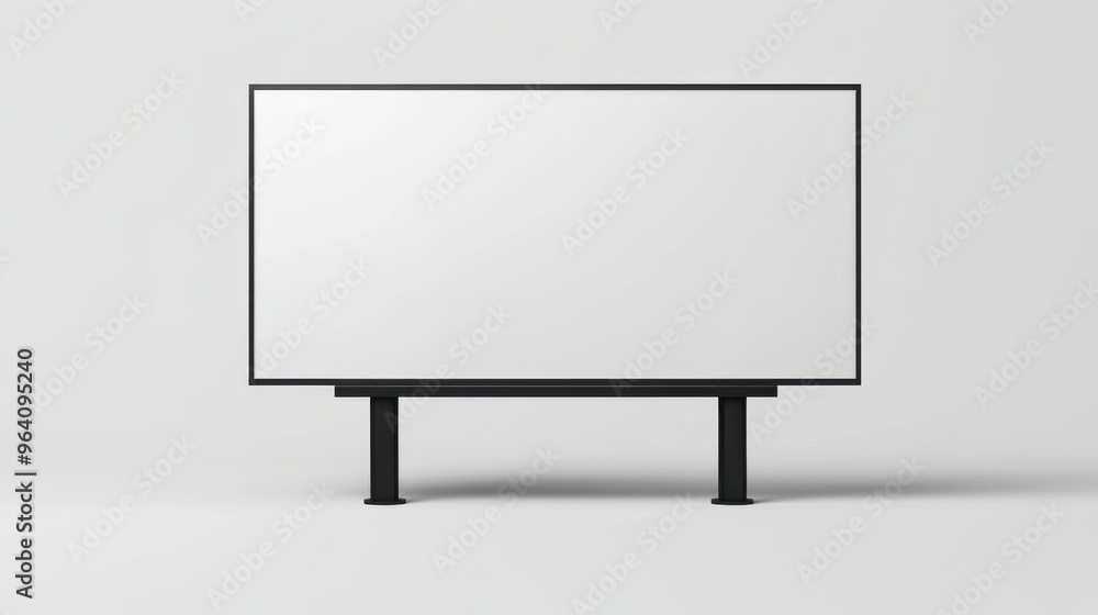 Blank 3D billboard on a white background, ideal for advertising mockups and promotional designs. Blank 3D billboard on a white background, ideal for advertising mockups and promotional designs.