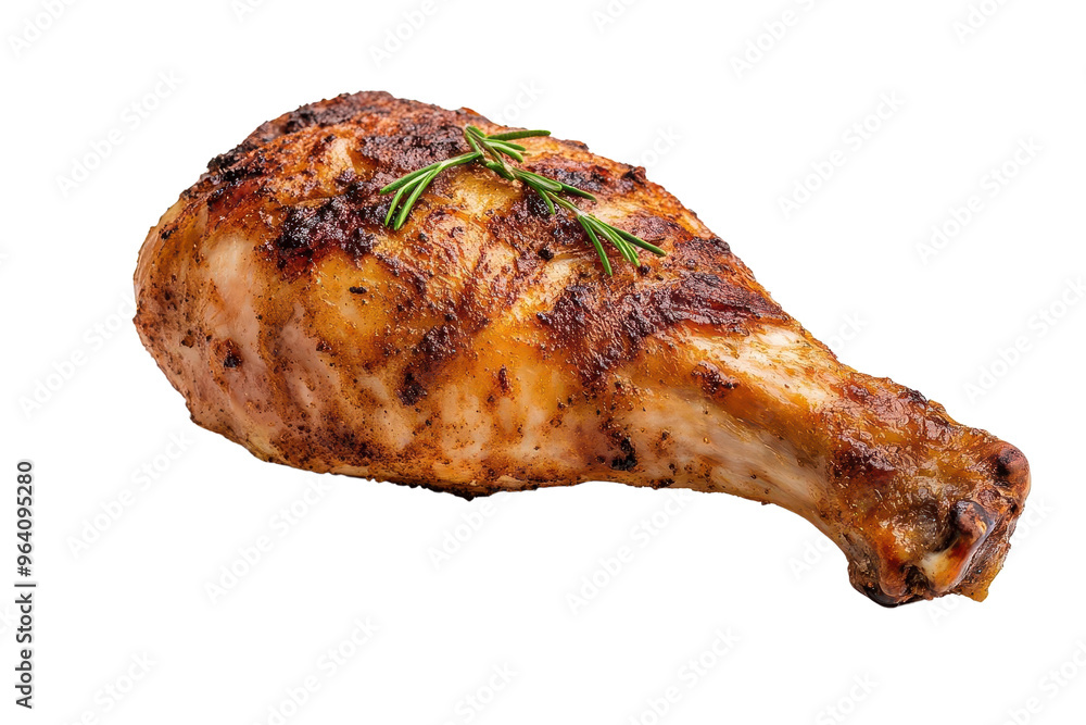 Succulent grilled chicken leg with herbs. Perfect for culinary presentations and delicious meal ideas. Succulent grilled chicken leg with herbs. Perfect for culinary presentations and delicious meal ideas.