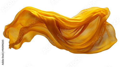 Elegant Golden Fabric Draped in Mid-Air, Abstract Background for Design