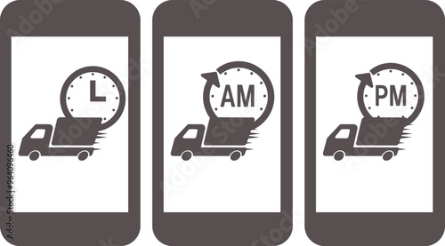 スマホに届く時間指定の発送、お届けのアイコン