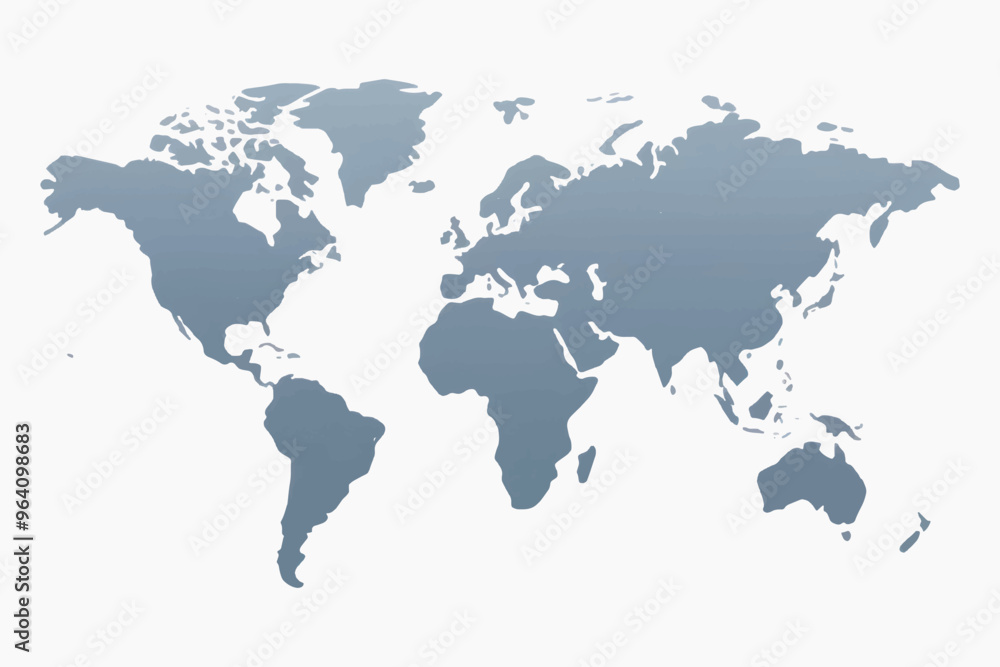 Detailed blue world map illustration Detailed blue world map illustration