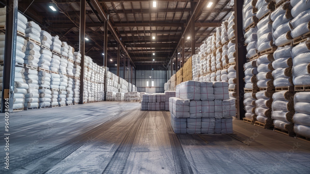 Industrial Warehouse Stacked with Sacks Industrial Warehouse Stacked with Sacks