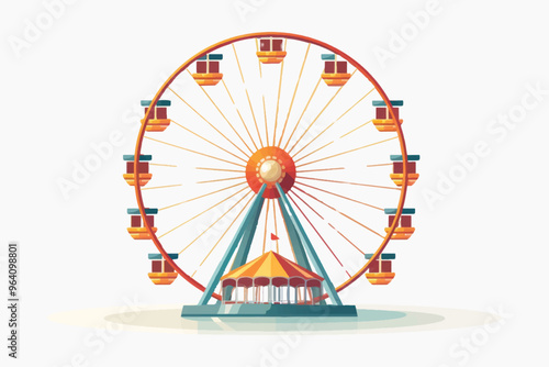 Colorful Ferris wheel amusement ride