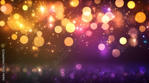 Abstract Purple and Gold Bokeh Background