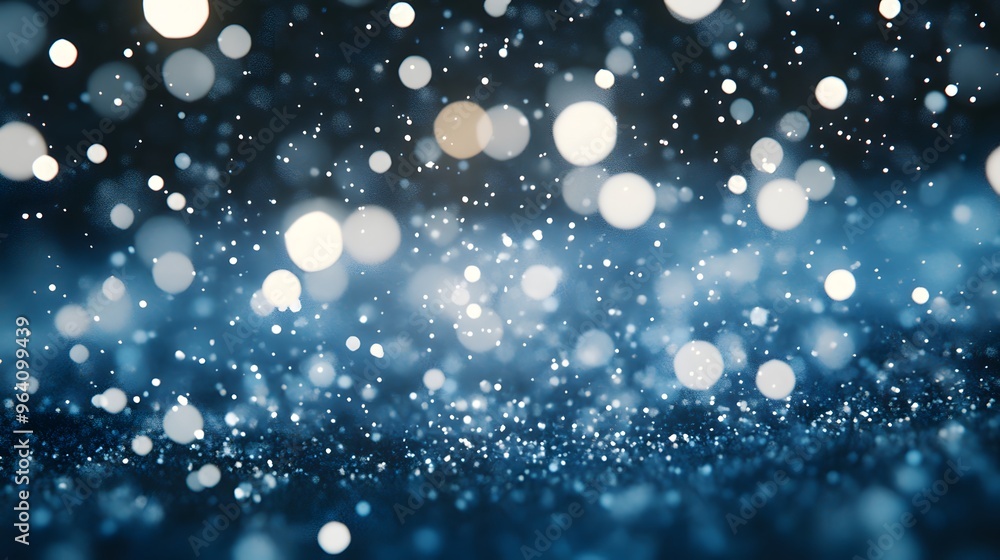 Abstract Blue Bokeh Background with White and Gold Lights Abstract Blue Bokeh Background with White and Gold Lights