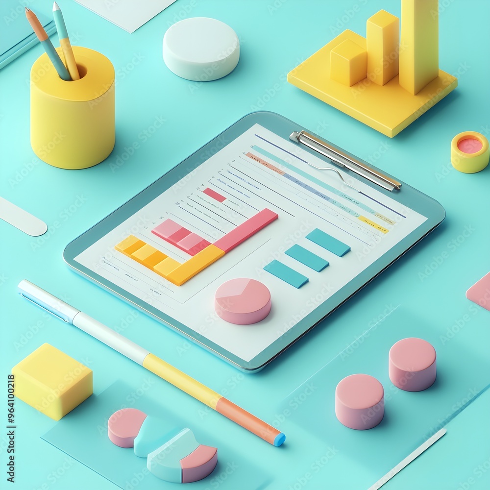 7. Macro data flat design top view financial analysis 3D render colored pastel 7. Macro data flat design top view financial analysis 3D render colored pastel