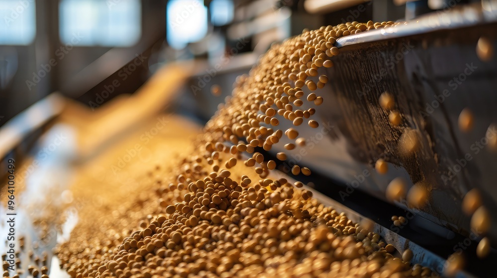 Soybeans on Conveyor in Processing Plant Soybeans on Conveyor in Processing Plant