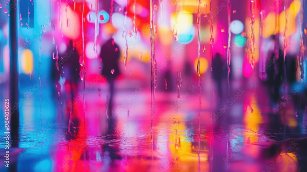 Fototapeta premium Neon lights creating an urban abstract scene