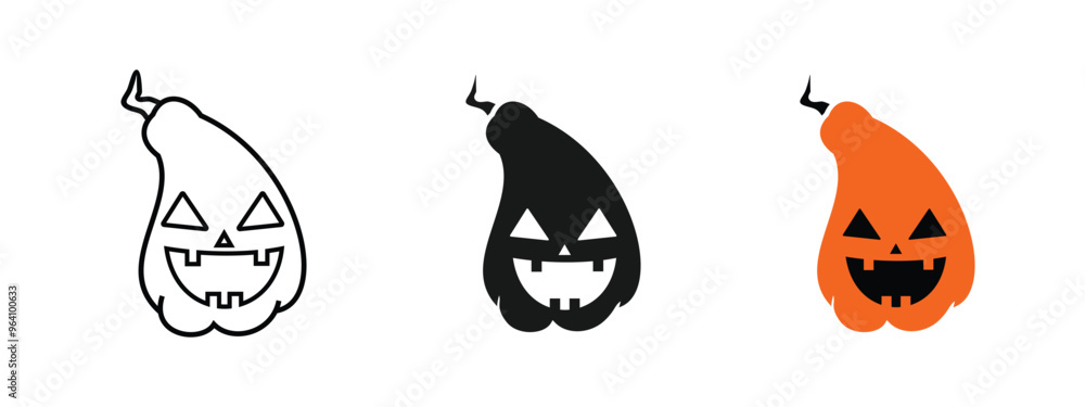 smiling pumpkin icon set, available outline, silhouette, and orange style, editable vector eps 10. smiling pumpkin icon set, available outline, silhouette, and orange style, editable vector eps 10.