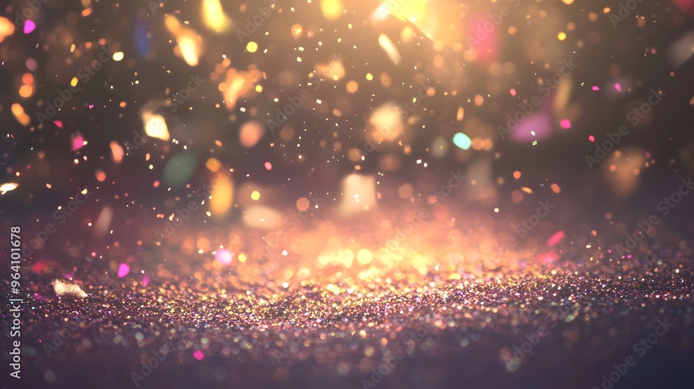 Fototapeta premium Abstract Glitter Background with Golden Bokeh Lights