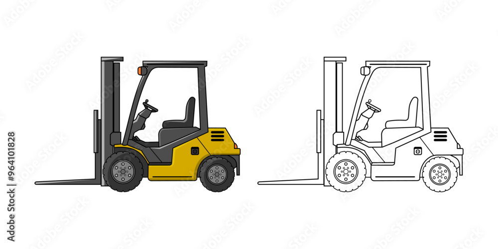 Naklejka premium Forklift Vehicle Cartoon Design Illustration vector eps format suitable for your design needs logo illustration animation etc