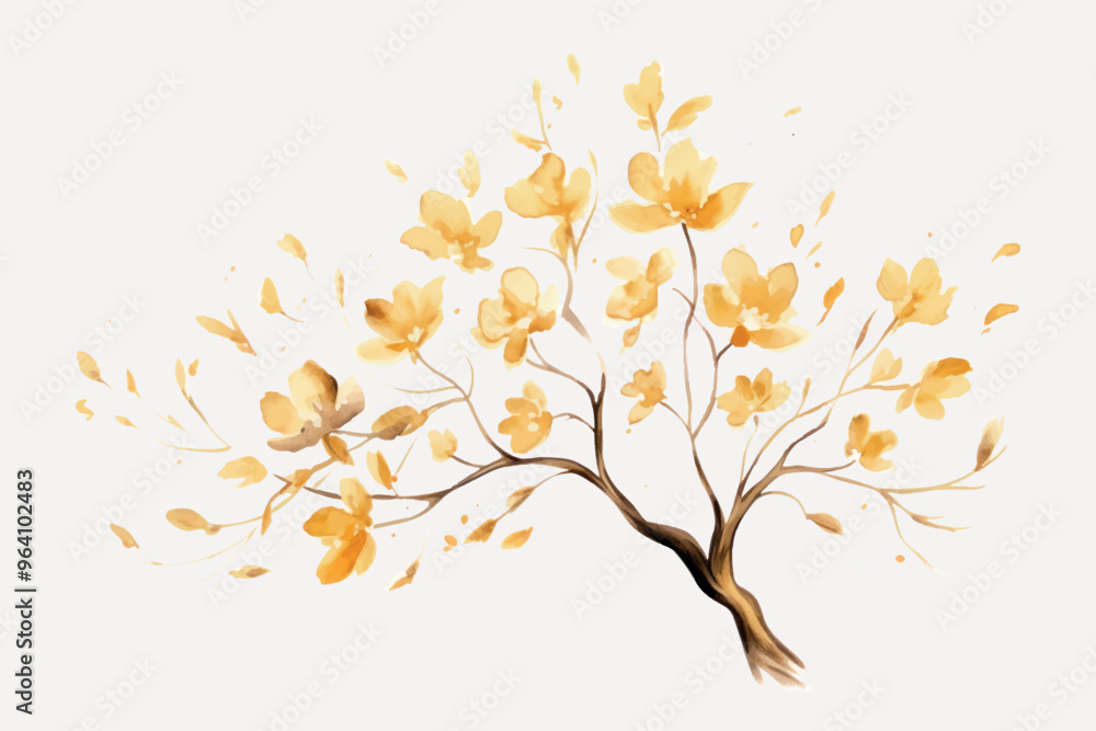 Elegant watercolor golden tree Elegant watercolor golden tree