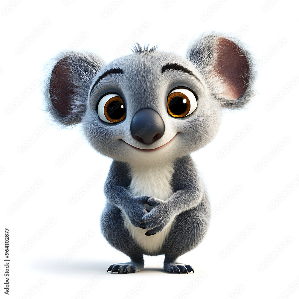 Obraz premium 3D animal cute cartoon, white background, cute and attractive animal cartoons
