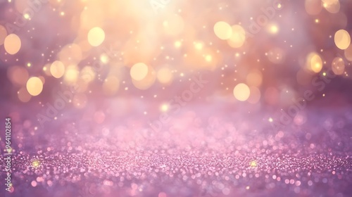 Pink Glitter Bokeh Background with Golden Lights