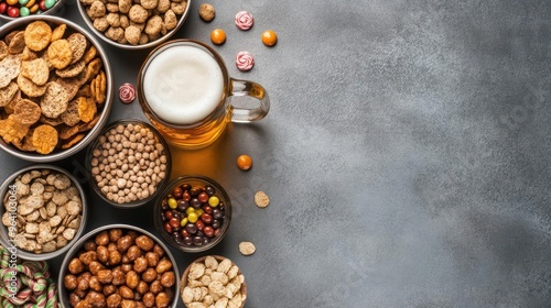 Celebrate plantbased diets with beer mugs, filling candy bowls with nutritious snacks photo