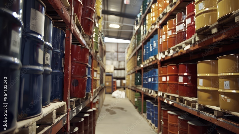 Fototapeta premium Colorful Industrial Warehouse Shelving