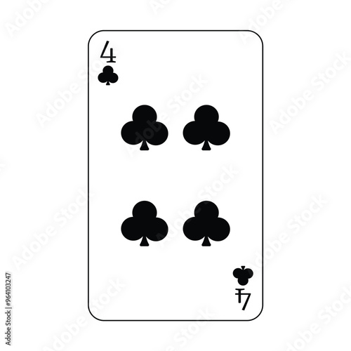 The playing card is the black club number four.