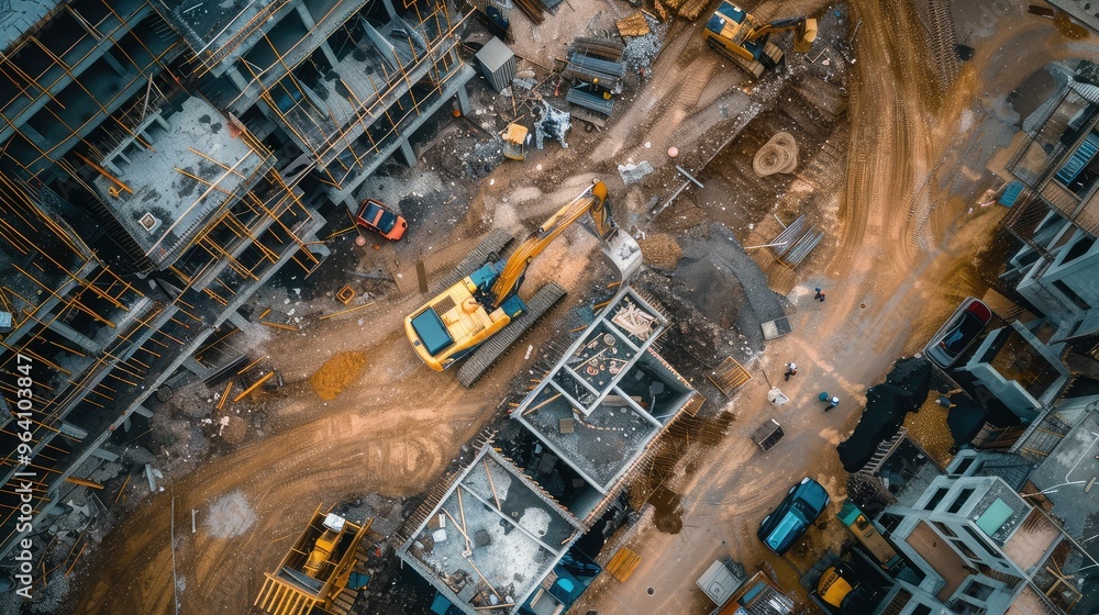 Aerial View of Bustling Construction Site Aerial View of Bustling Construction Site