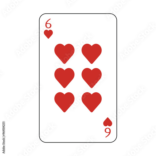 The playing card is red hearts number six.