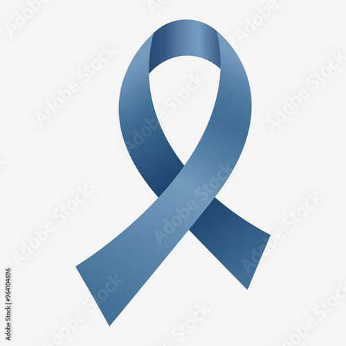Blue jeans ribbon awareness Congenital and Genetic Diseases. Isolated on white background. Vector illustration.