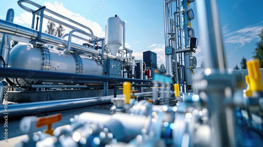 Fototapeta premium Industrial Machinery in Natural Gas Processing Plant