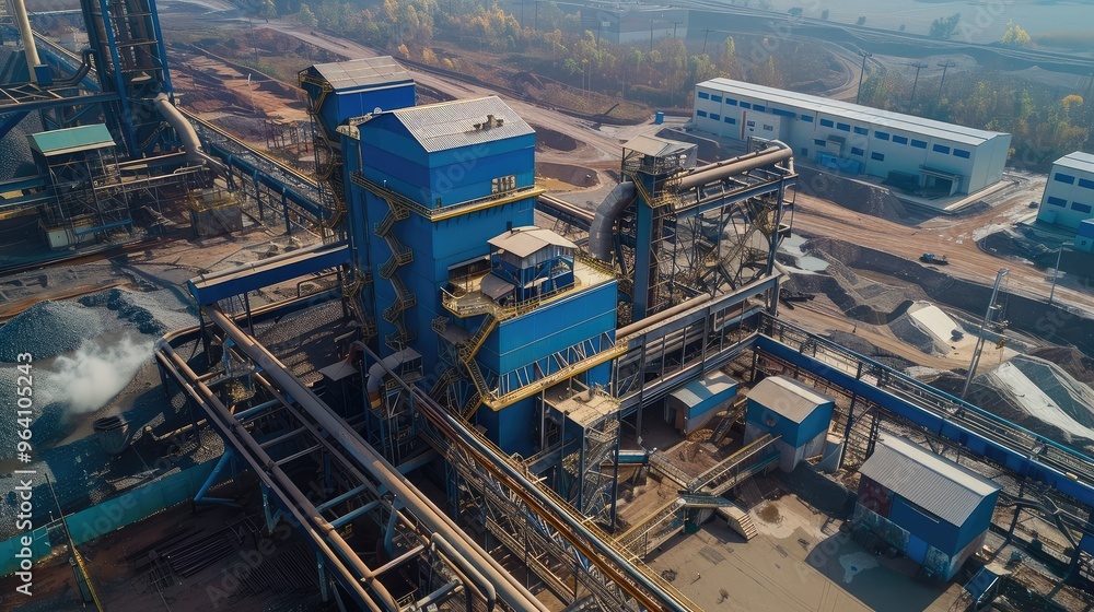 Fototapeta premium Modern Industrial Plant Aerial View