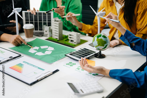 Wallpaper Mural Business team people planning hand using laptop for working technology and business Net zero and carbon neutral concept. Torontodigital.ca