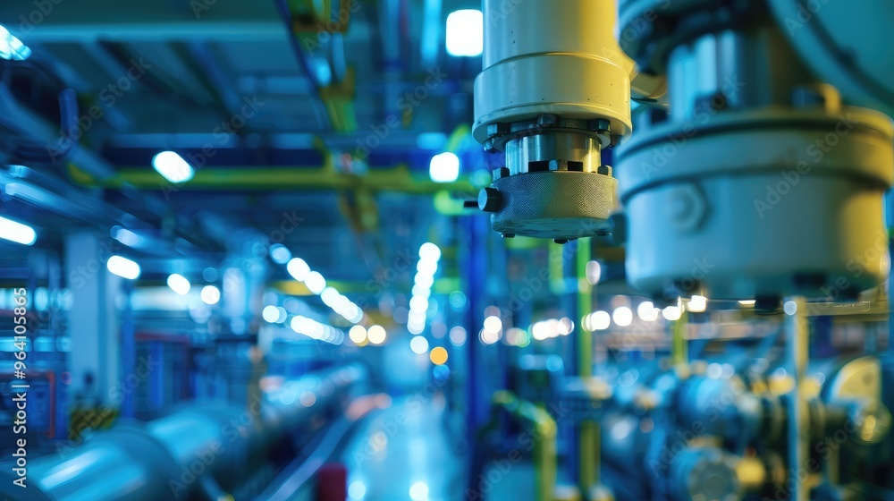 Fototapeta premium Blue Industrial Machinery and Pipelines