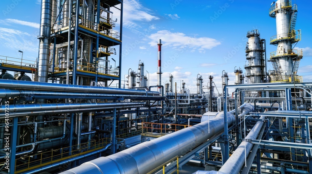 Modern Industrial Plant with Steel Piping Modern Industrial Plant with Steel Piping