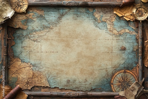 Vintage Aged Paper Background with Old Map Design
