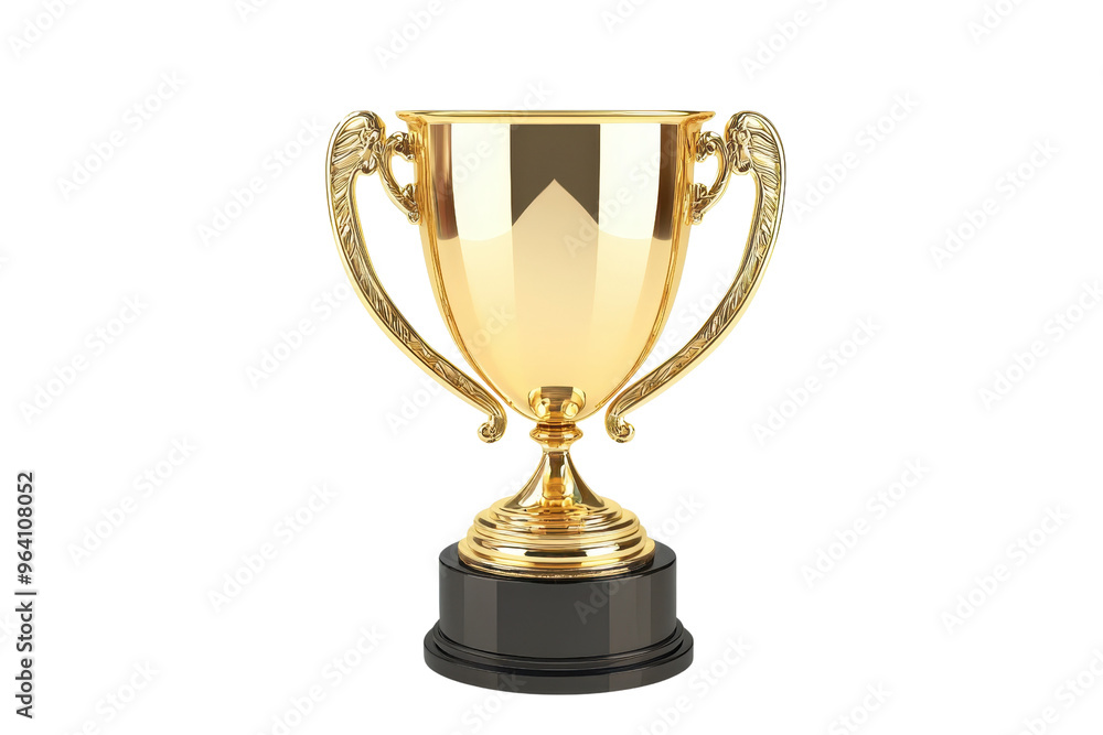 A shiny gold trophy with two handles on a black base, representing success, achievement, and excellence in competitions or awards. A shiny gold trophy with two handles on a black base, representing success, achievement, and excellence in competitions or awards.