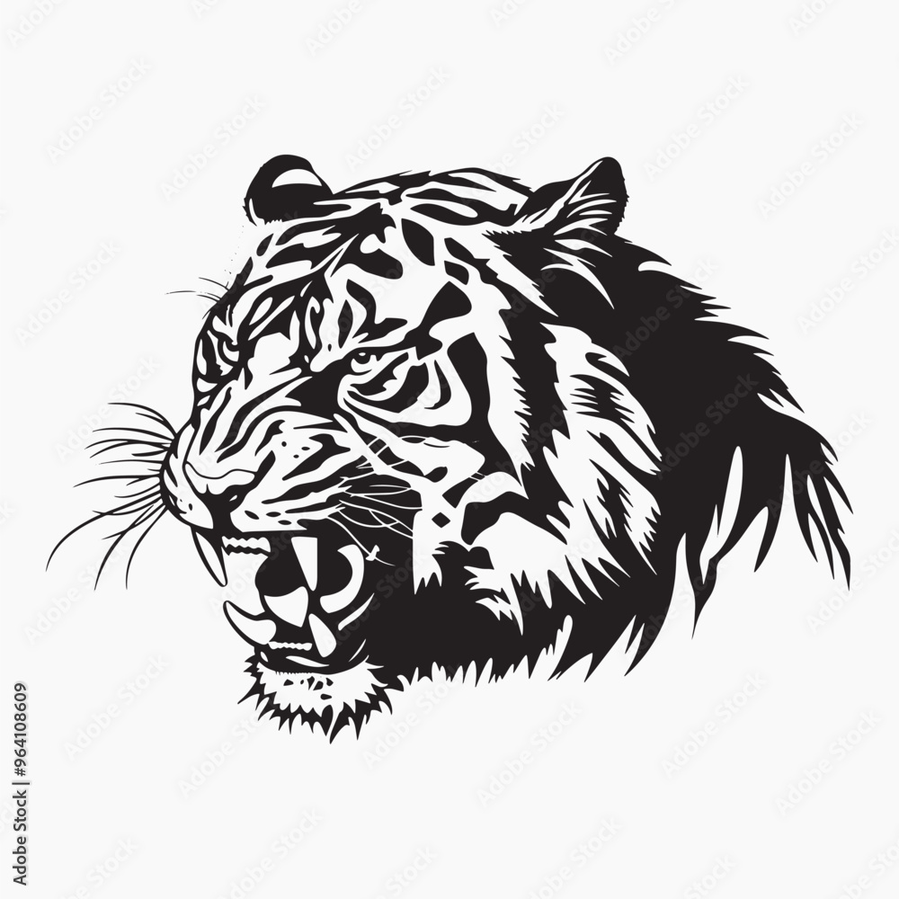 Fototapeta premium Fierce tiger head illustration