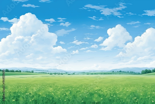 Serene countryside landscape with clouds