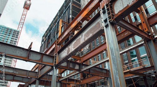 Industrial Construction Site with Steel Framework