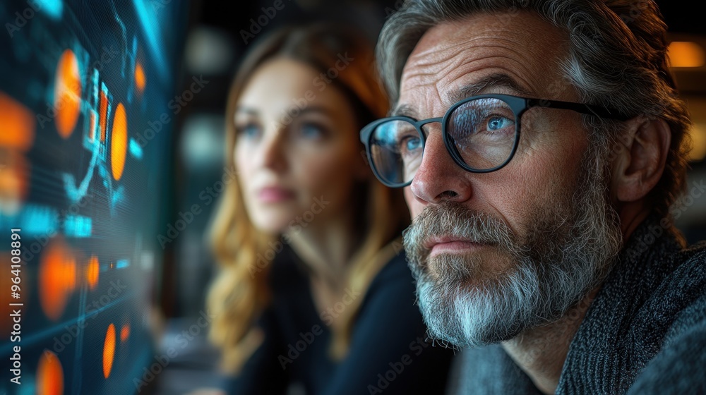 Professionals analyzing data on a digital interface. Professionals analyzing data on a digital interface.