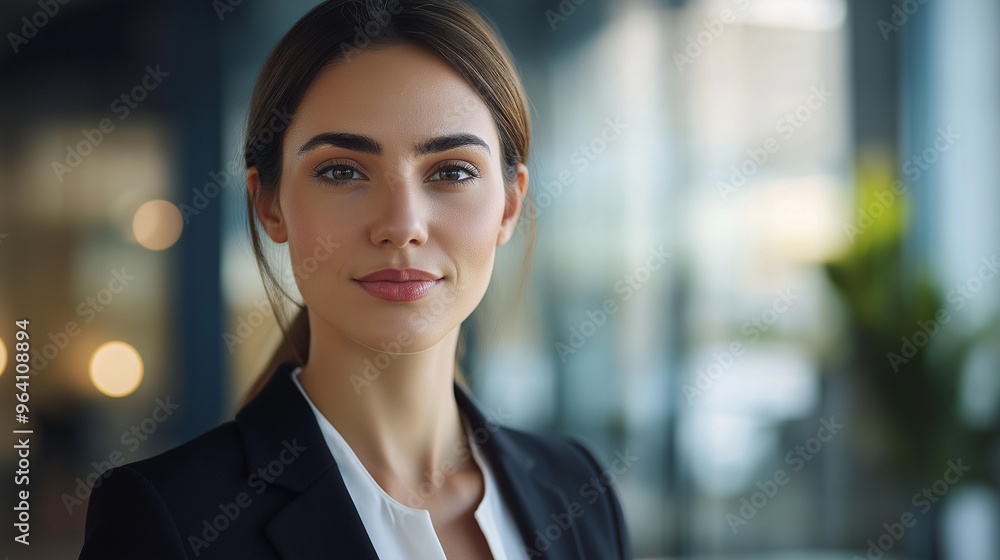 portrait of a person, business-casual dressed woman, facing forward, career woman, clean and neat attire, office background portrait of a person, business-casual dressed woman, facing forward, career woman, clean and neat attire, office background