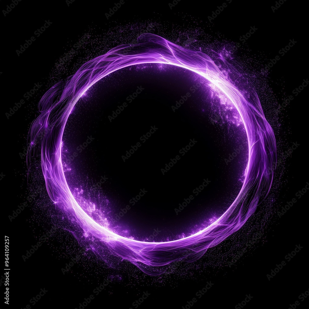 purple abstract circle particle effect, ring with swirling particles purple abstract circle particle effect, ring with swirling particles