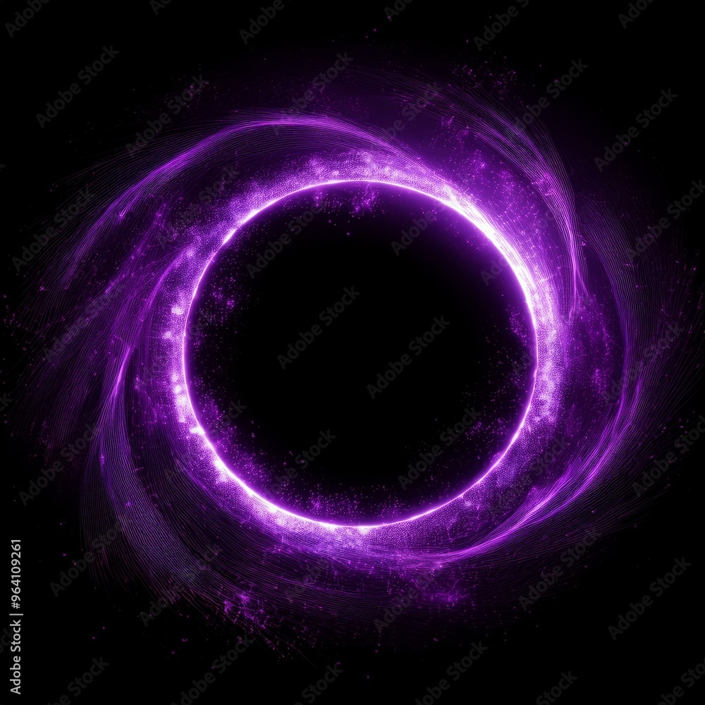 purple abstract circle particle effect, ring with swirling particles purple abstract circle particle effect, ring with swirling particles