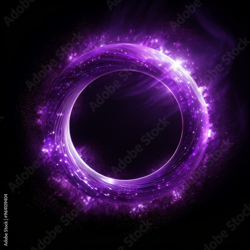 purple abstract circle particle effect, ring with swirling particles