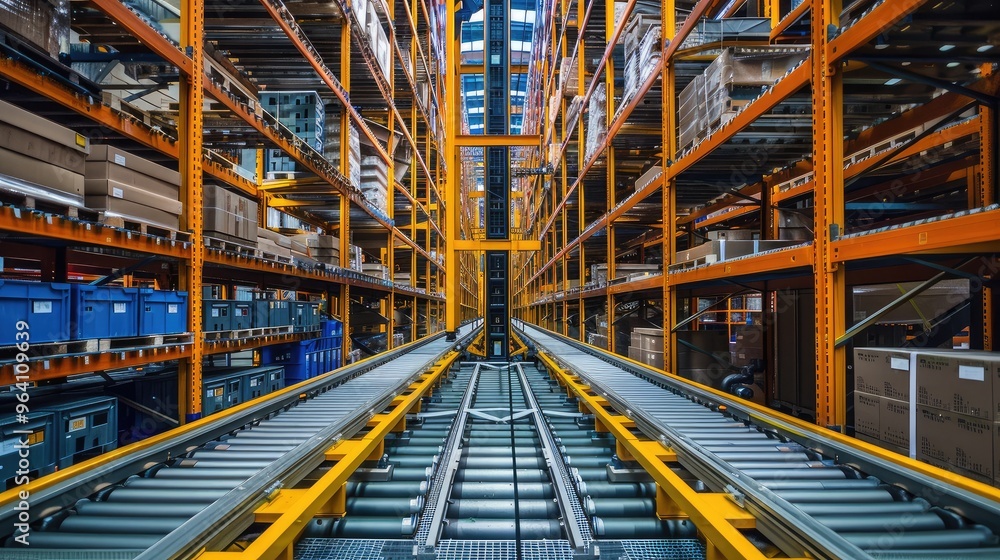 Fototapeta premium Modern Automated Warehouse Conveyor System