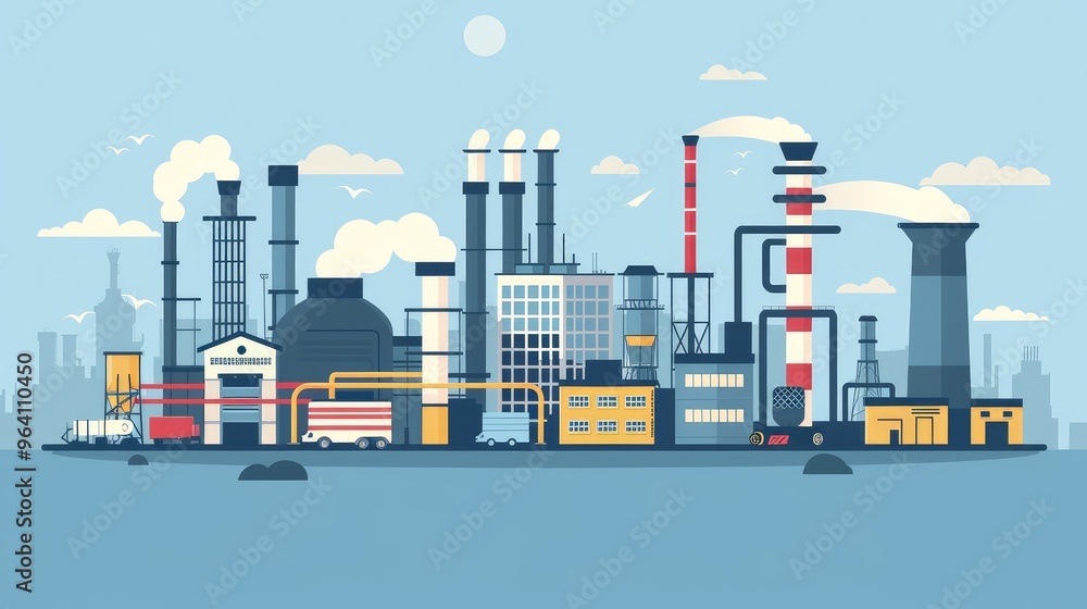 Obraz premium Modern Industrial Factory Landscape
