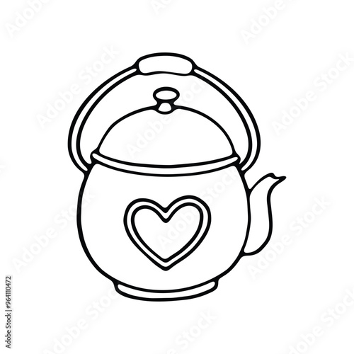 illustration of a teapot with a heart-shaped design.