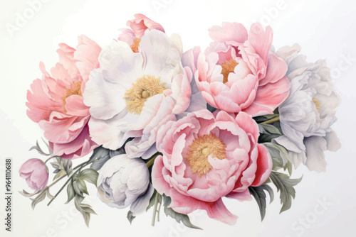 Elegant watercolor peony floral arrangement