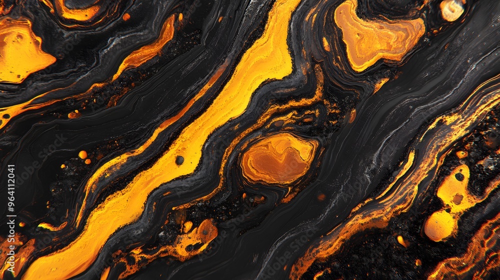 Abstract Black and Orange Swirls Liquid Art Texture Abstract Black and Orange Swirls Liquid Art Texture