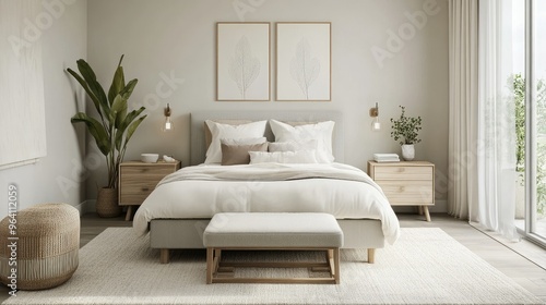 Scandinavian style bedroom with simple furnishings