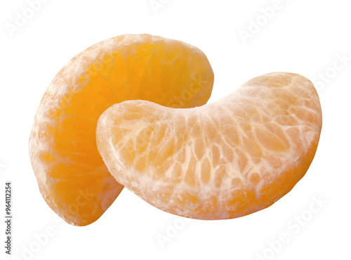 Mandarin, tangerine, orange slice isolated on transparent background