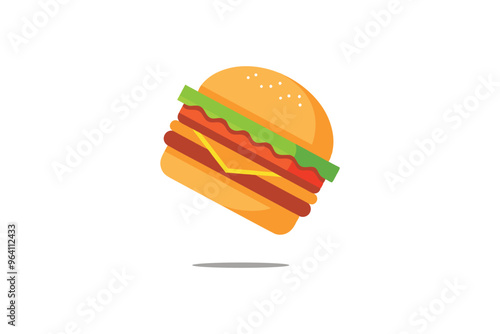 Flat Vector Illustration of a Cheeseburger Icon