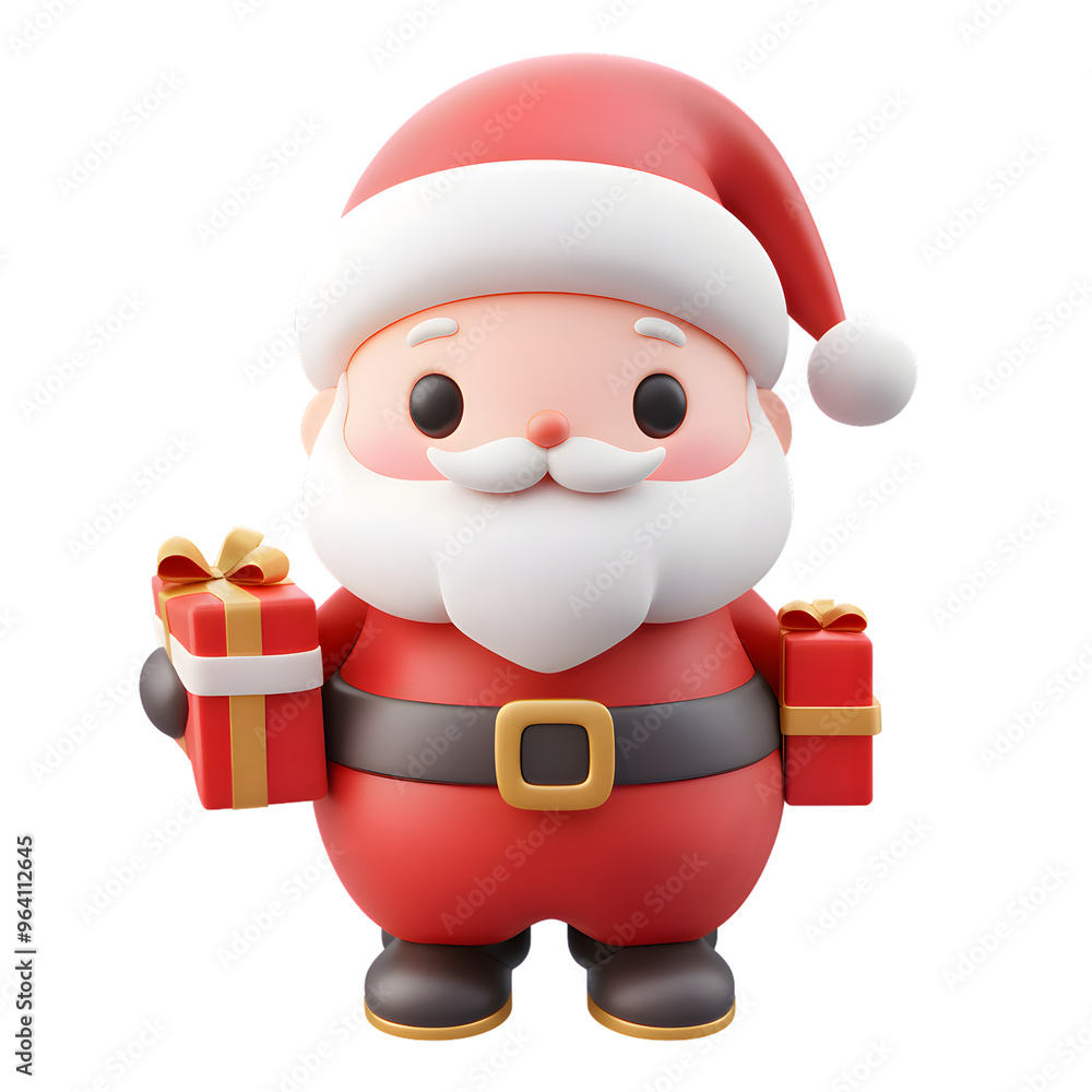 Cartoon Santa Claus 3D icon isolated on transparent background Cartoon Santa Claus 3D icon isolated on transparent background