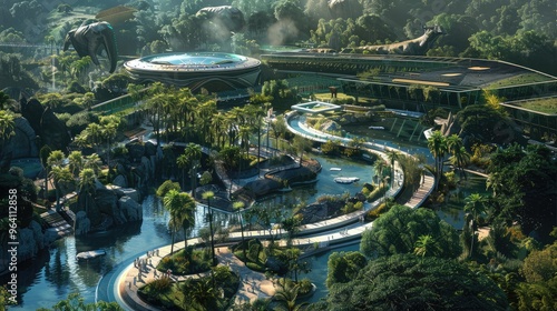 Wallpaper Mural Futuristic Eco-Park with Waterways Torontodigital.ca